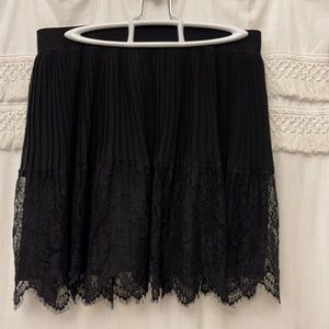 Forever 21 Black Pleated Fully Lined Lace Skirt